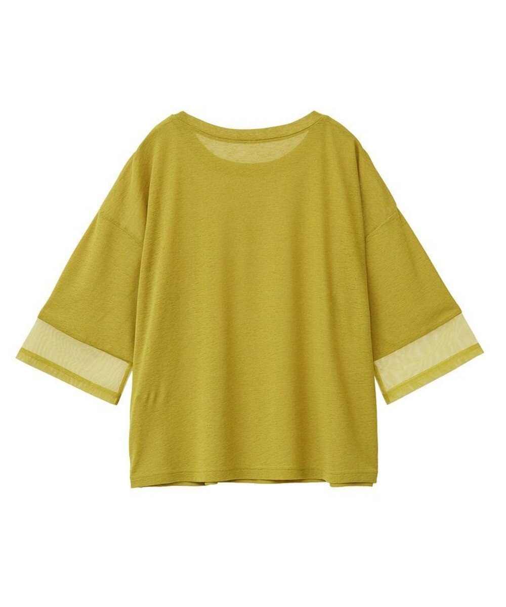 Green Parks 袖チュールドッキングシアー５分袖プルオーバー 