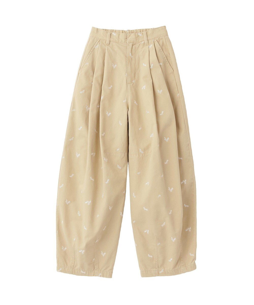 earth music&ecology 【綿100】フラワー刺繍ツイルカーブパンツ 