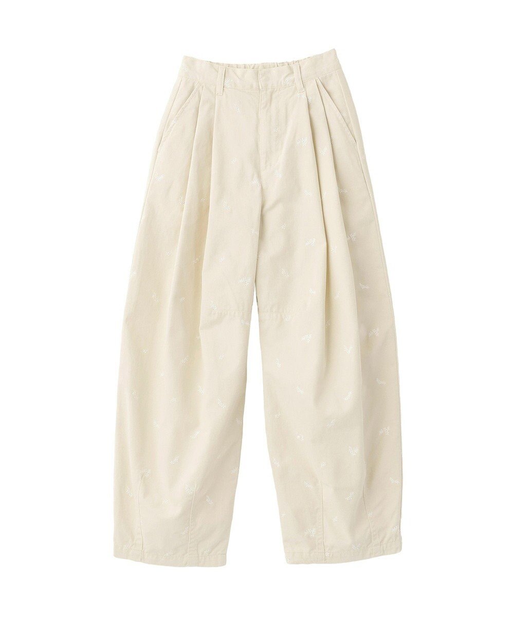 earth music&ecology 【綿100】フラワー刺繍ツイルカーブパンツ 
