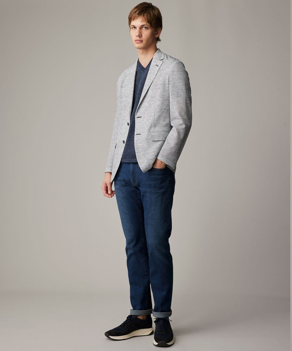 JOSEPH ABBOUD 【キングサイズ・リネン素材/吸水速乾/日本素材】リネンハニカム Vネック Tシャツ 