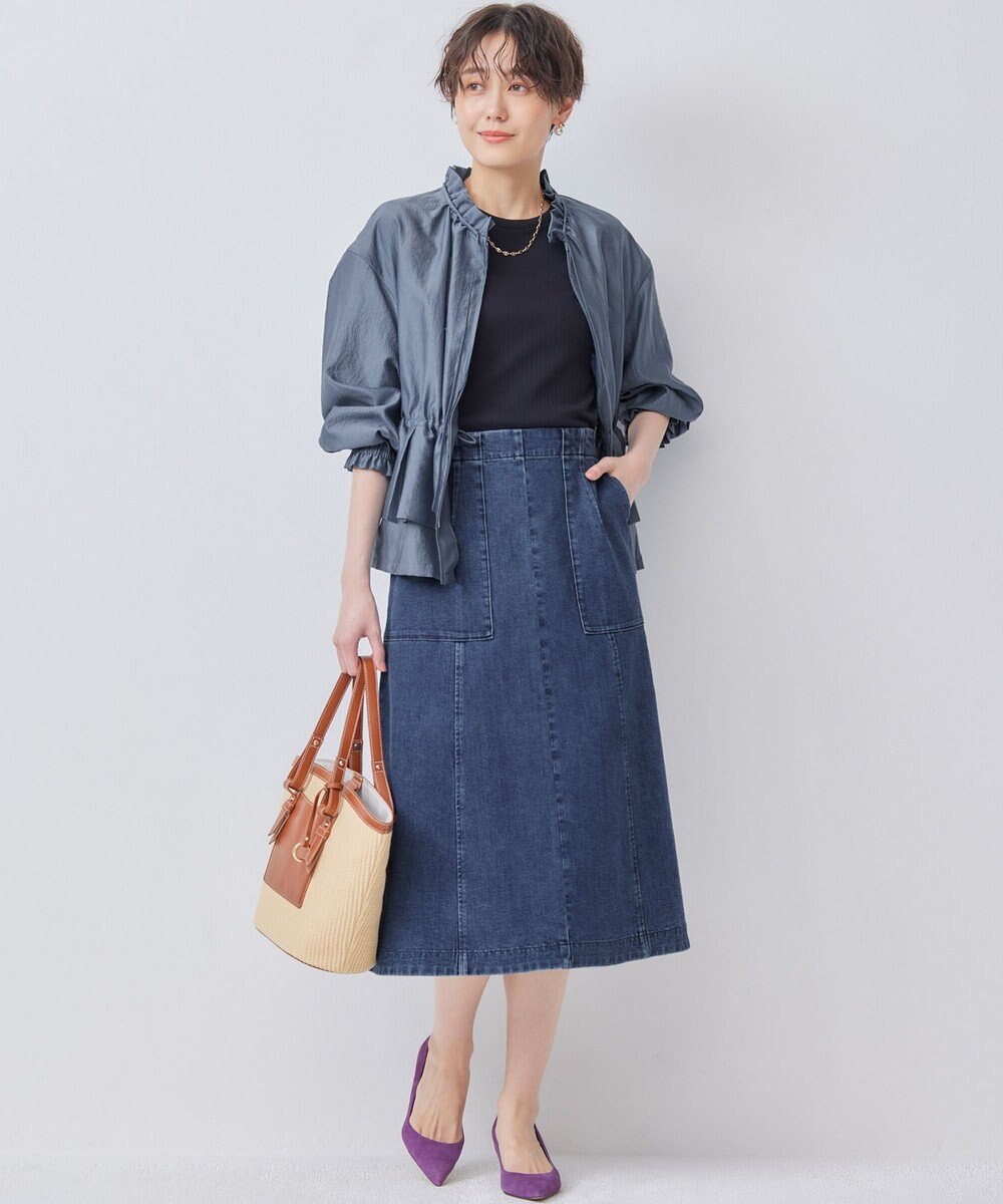 組曲 S 【ストレッチ】ミッドデニム フレアスカート 