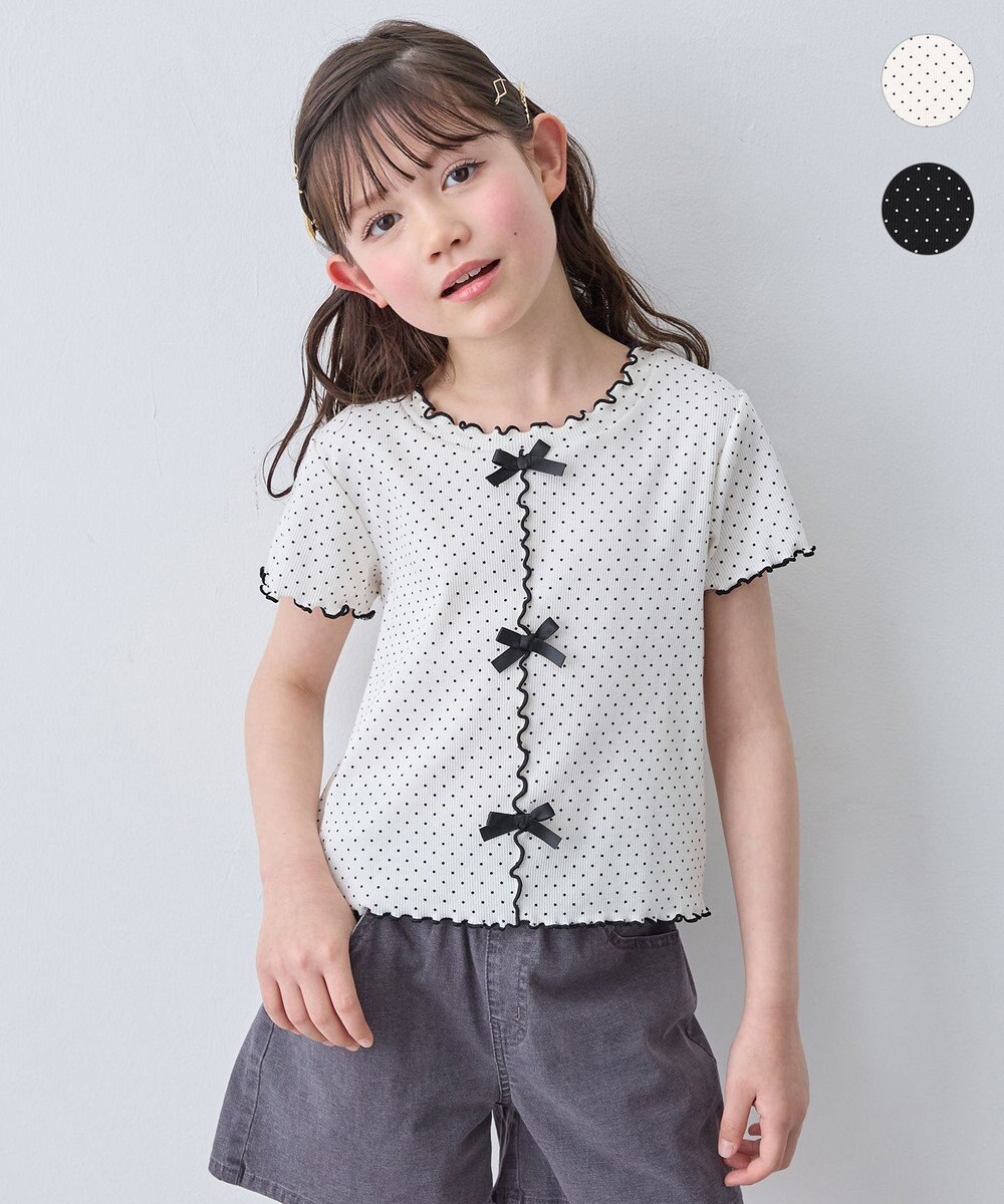 ANY KIDS 【一部店舗/WEB先行販売アイテム】ドット×リボン 半袖Tシャツ 