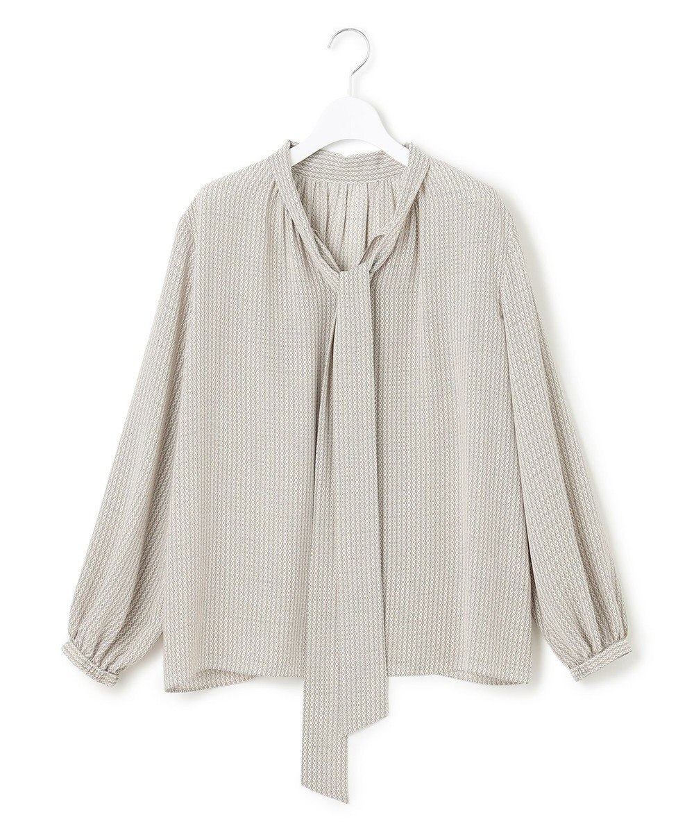 23区 L 【洗える】ヴィンテージ プリント ボウタイ ブラウス 