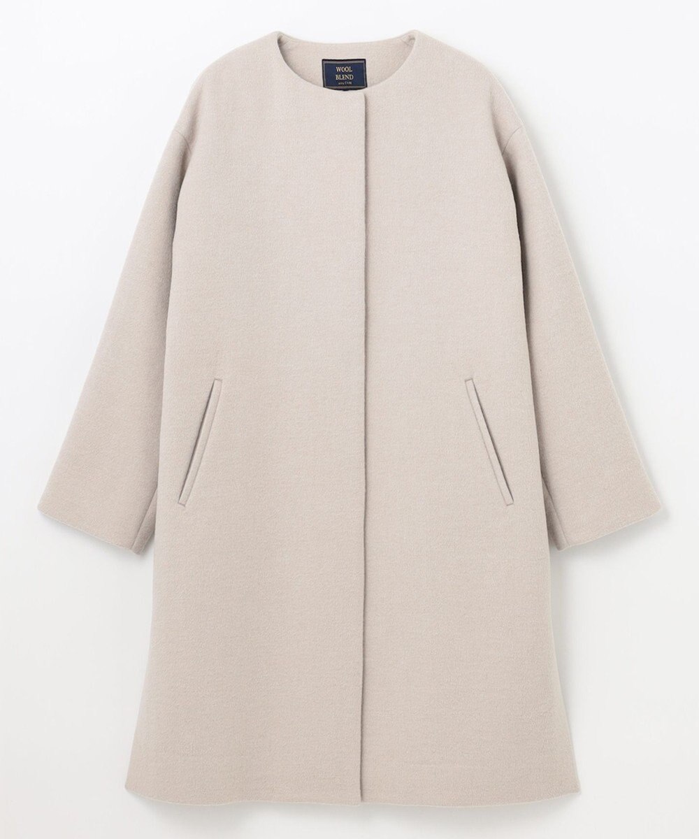 ANY 【防風裏地】ウールブレンドノーカラーコート 