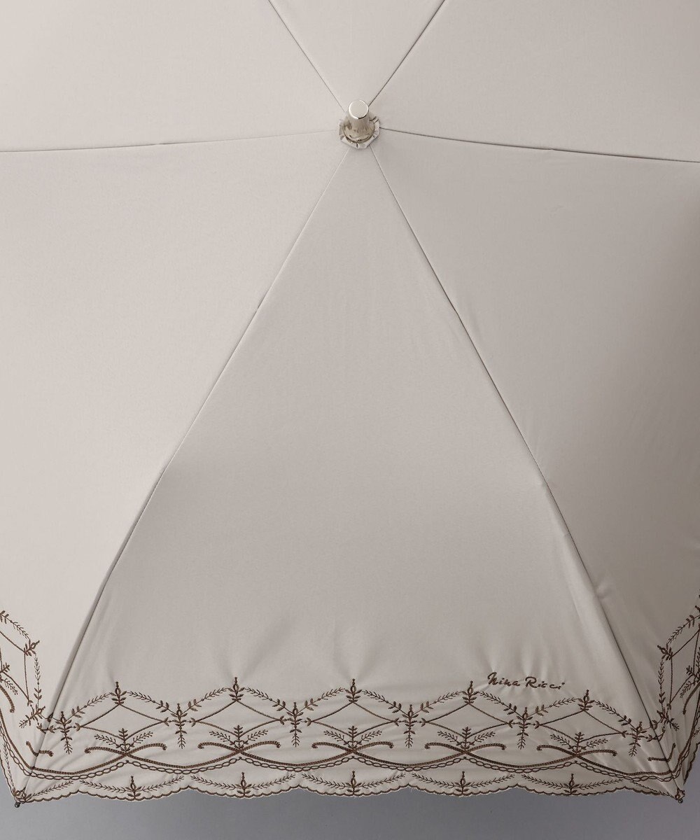 AURORA NINA RICCI （ニナリッチ)  幾何レース風刺しゅう晴雨兼用パラソル（折り畳み・トップフラット傘） 