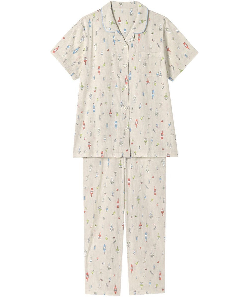 Wing パジャマ 綿100%(本体) 楊柳素材 高島ちぢみ（R） 3Lまで対応 大きいサイズ 5分袖 半袖 長ズボン レディース EP8047 ウイング／ワコール 