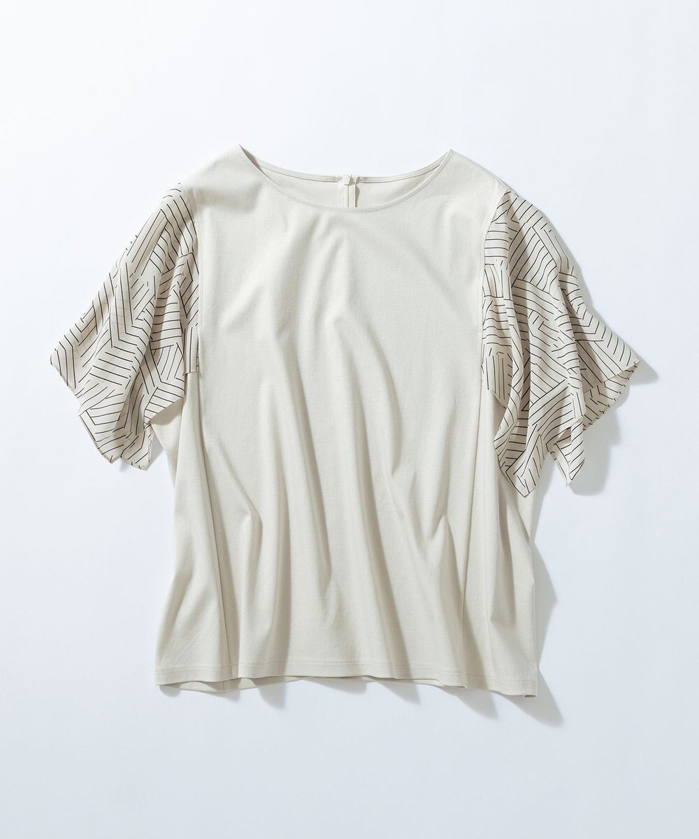 23区 L 【Lサイズ限定/洗える】スカーフプリントコンビ スリーブデザイン カットソー 