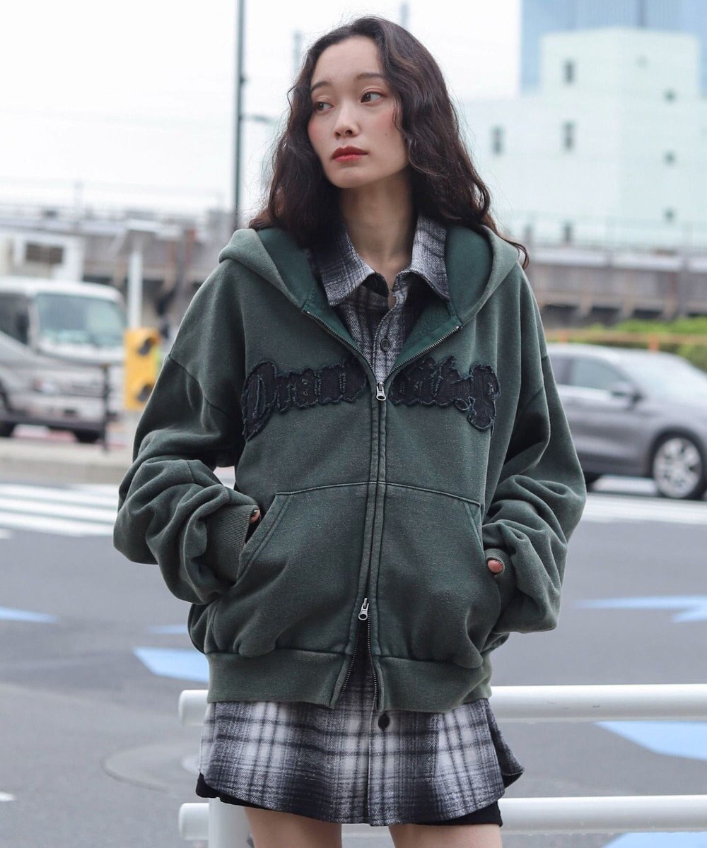 WEGO 【ユニセックス着用ITEM/MLサイズ展開】ショートグラフィックZIPパーカー 