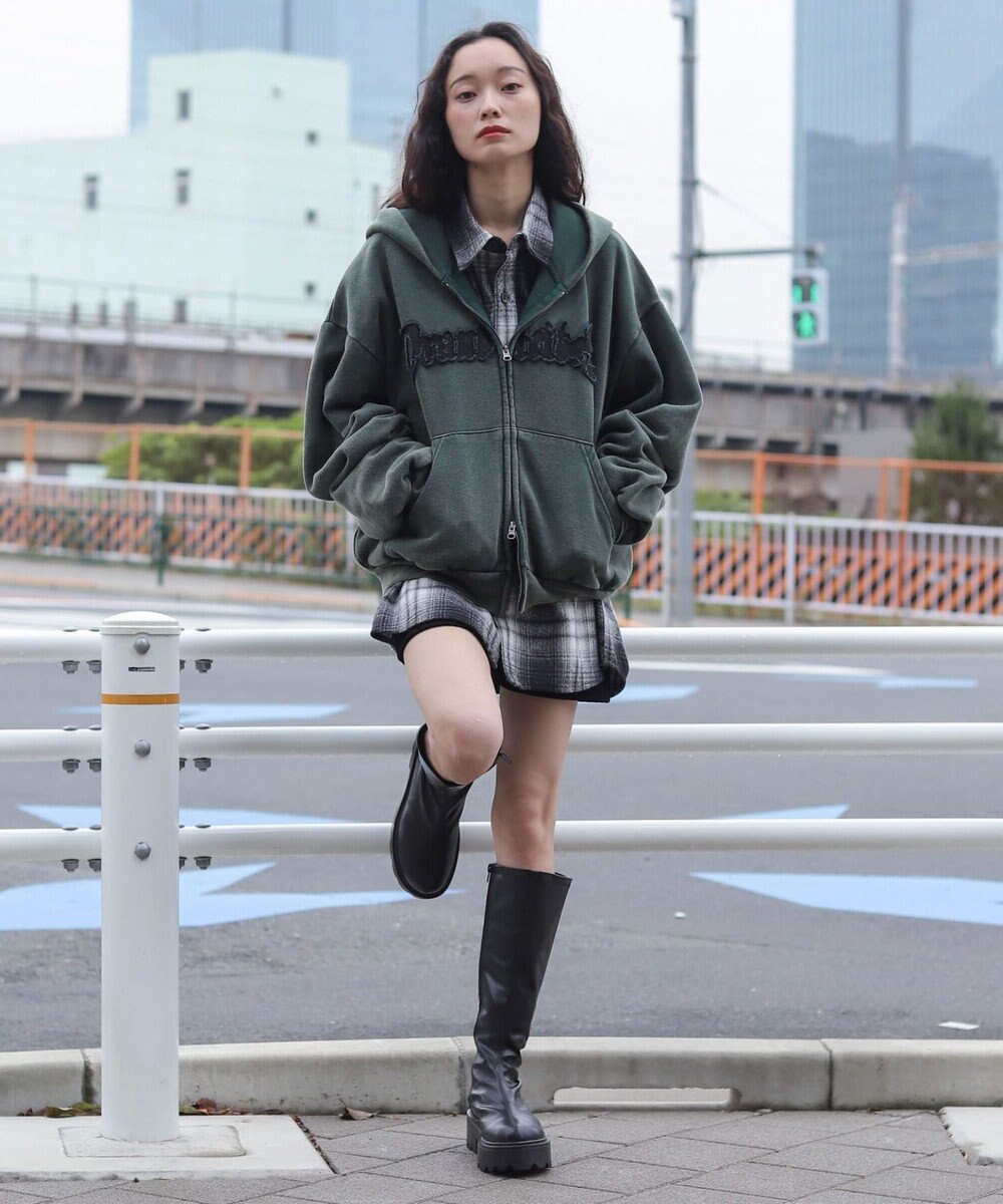 WEGO 【ユニセックス着用ITEM/MLサイズ展開】ショートグラフィックZIPパーカー 