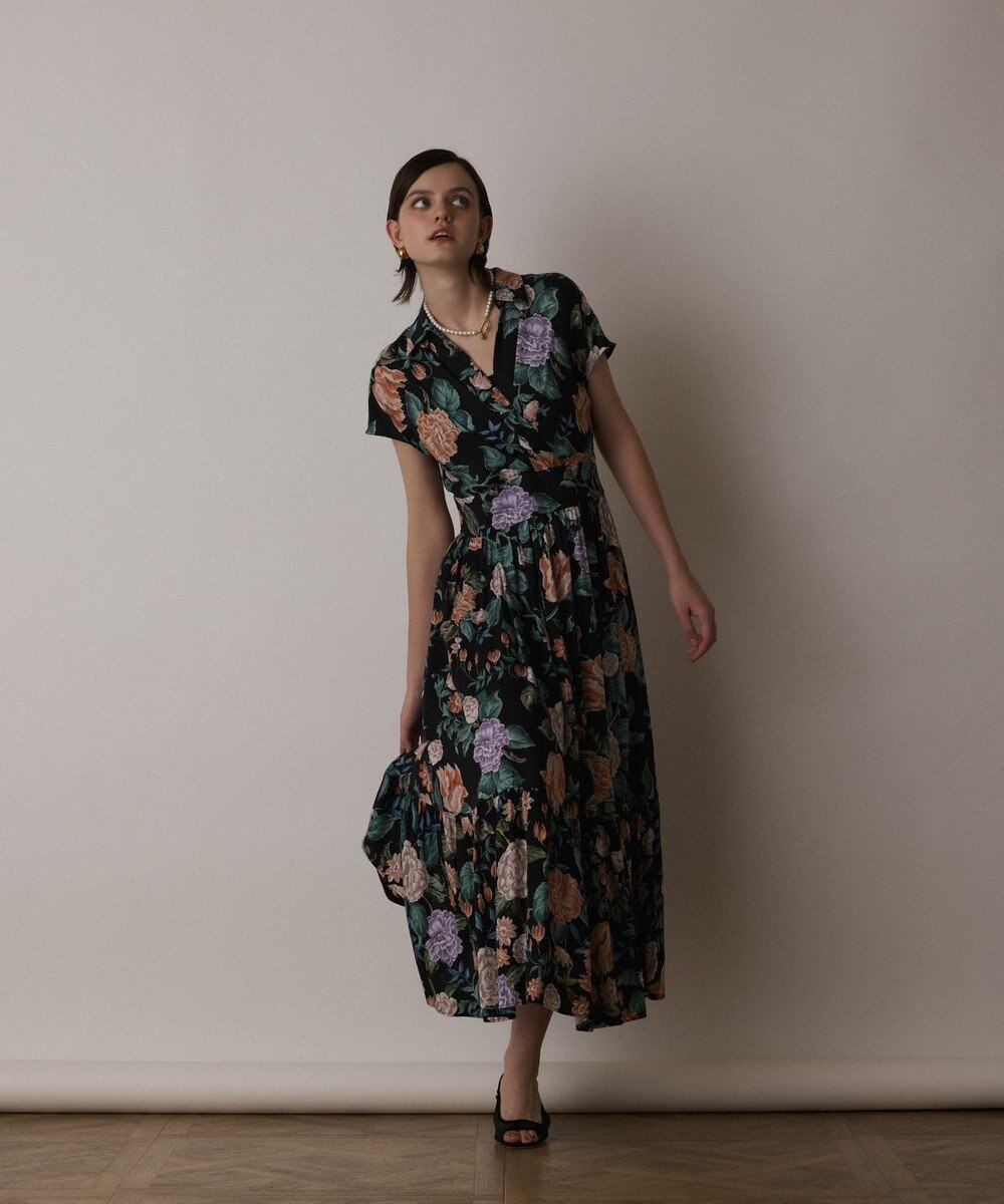 GRACE CONTINENTAL アンティークフラワープリントワンピース 