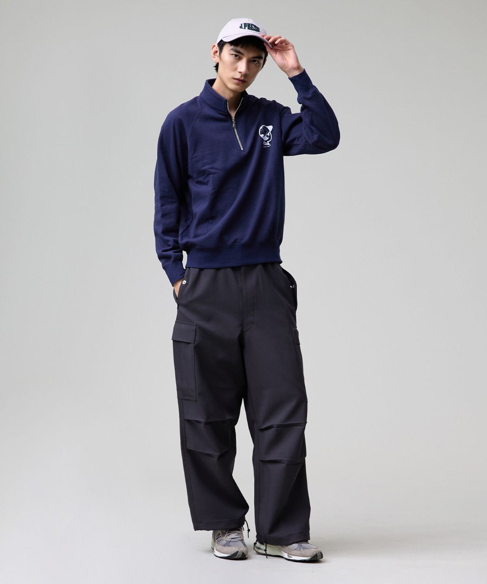 J.PRESS MEN 【AaronChang】【UNISEX】ワンポイントハーフジップ スウェットシャツ 