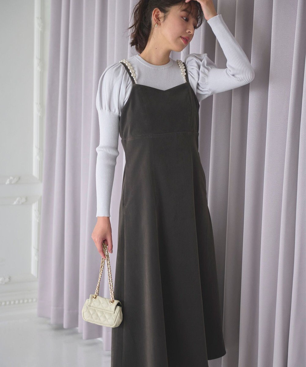 Feroux 【2WAY】パールストラップベロア ジャンスカ 