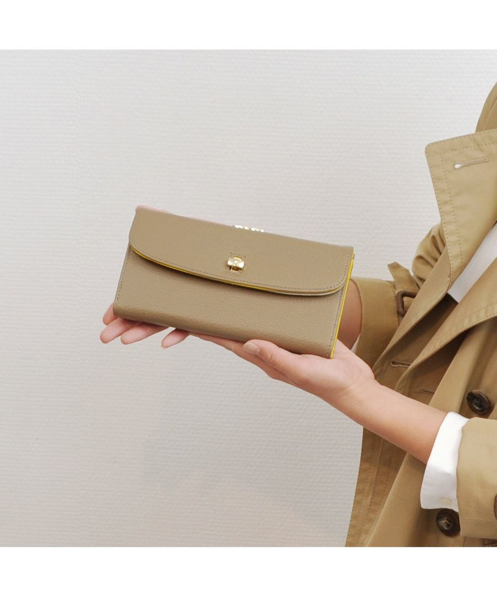 UNBILLION perche カラーコンビレザーかぶせ外がま口長財布 