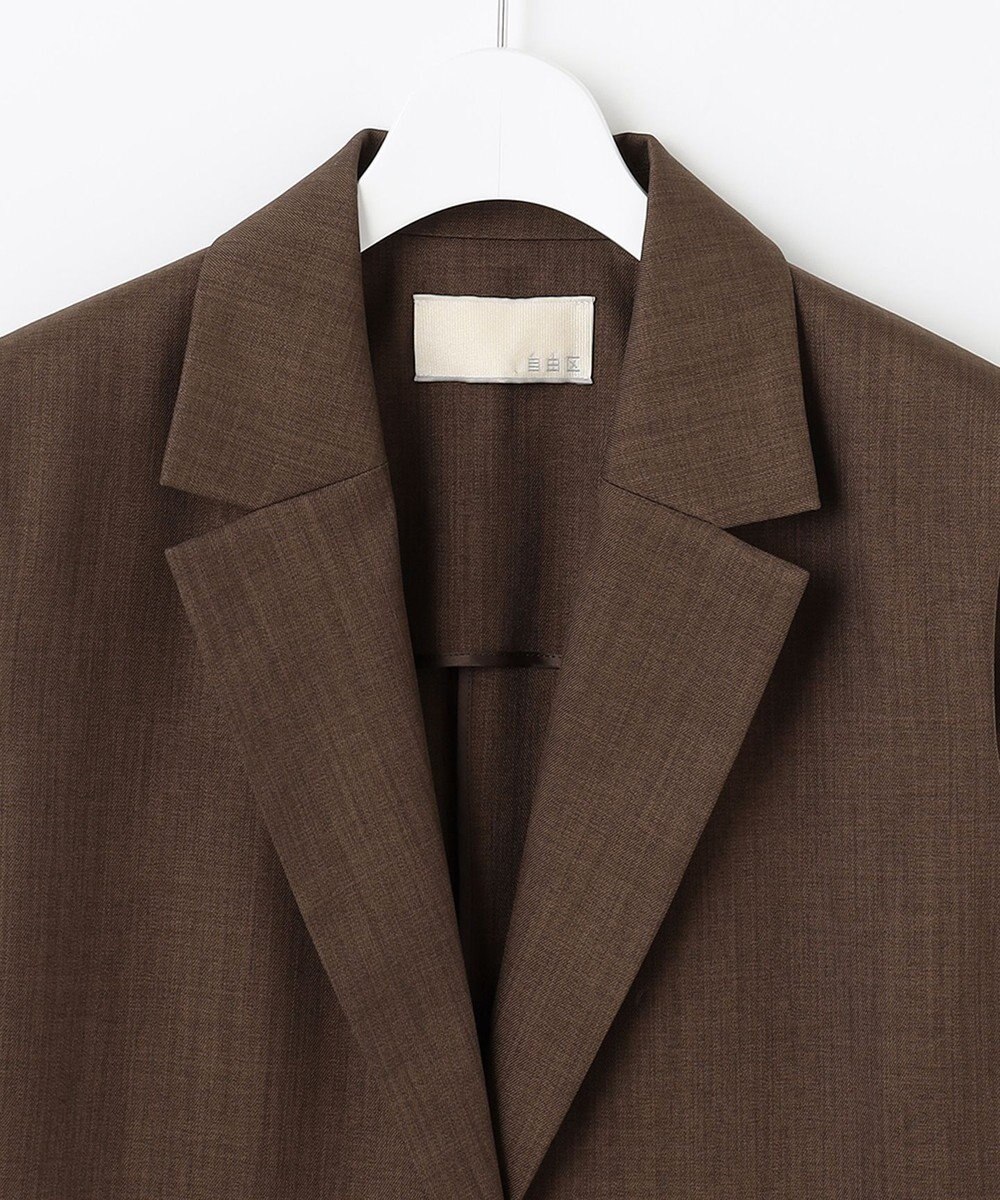 自由区 【接触冷感・速乾・UVカット・撥水・防シワ】リネンライクツイル ミドル丈ジレ 