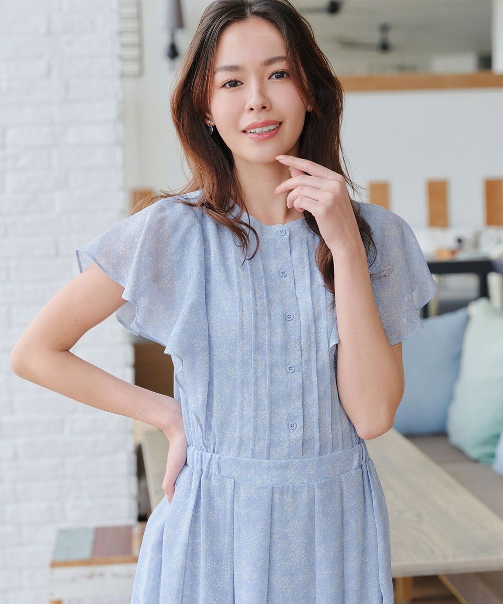 Tiaclasse 【小倉優子さん着用・洗える】フレアスリーブ柄ワンピース 