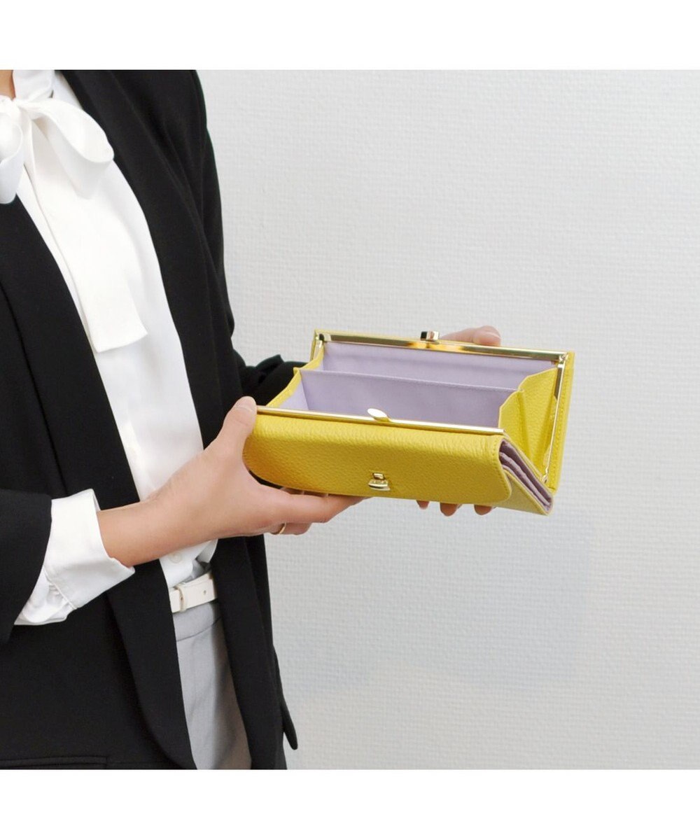 UNBILLION perche カラーコンビレザーかぶせ外がま口長財布 