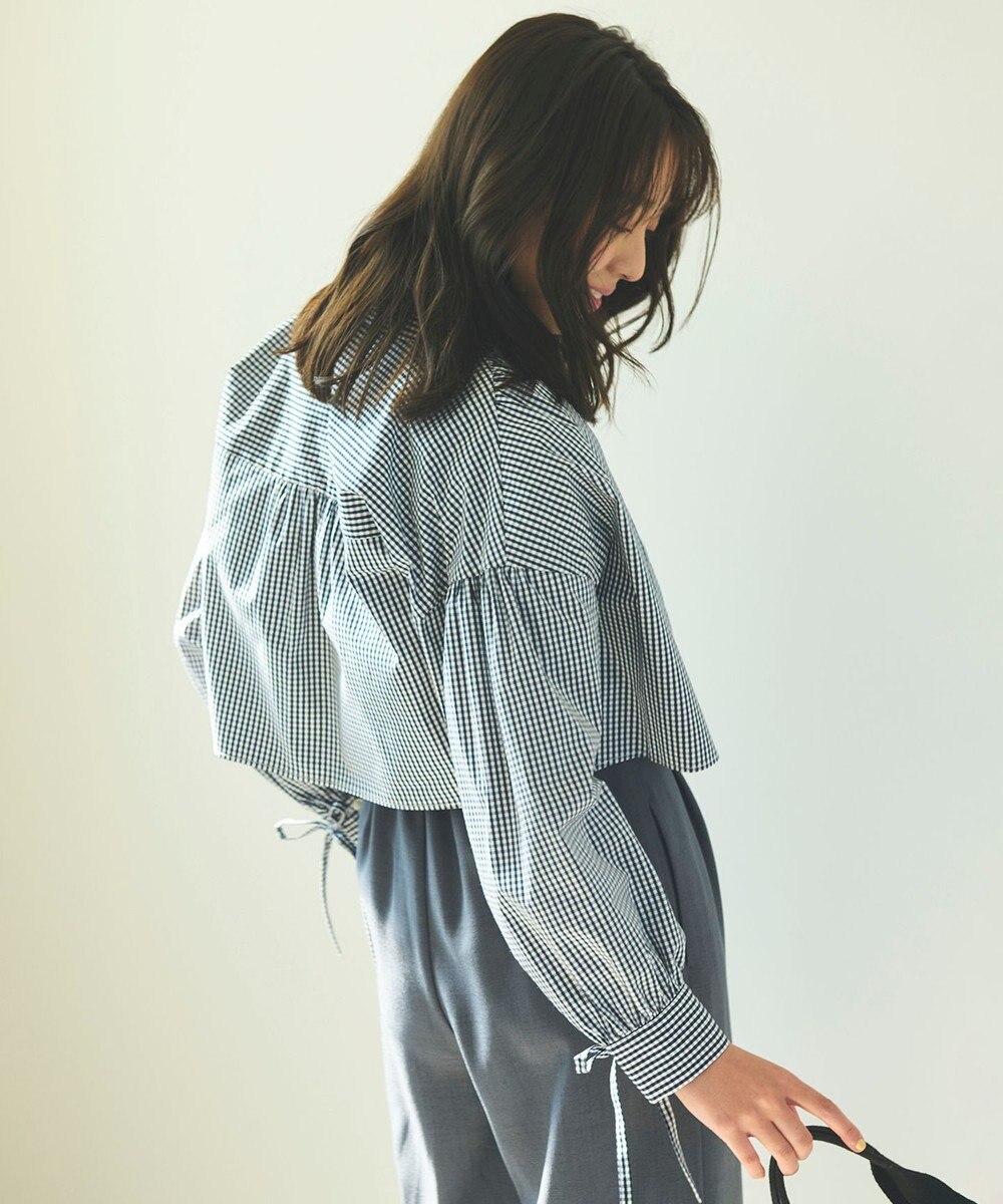 Feroux 【ONWARD CROSSET MAG掲載・2WAY】リボンクロップド シャツ 
