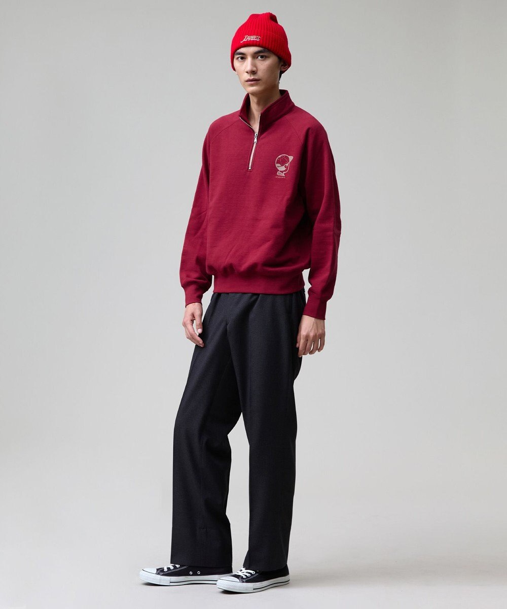 J.PRESS MEN 【AaronChang】【UNISEX】ワンポイントハーフジップ スウェットシャツ 