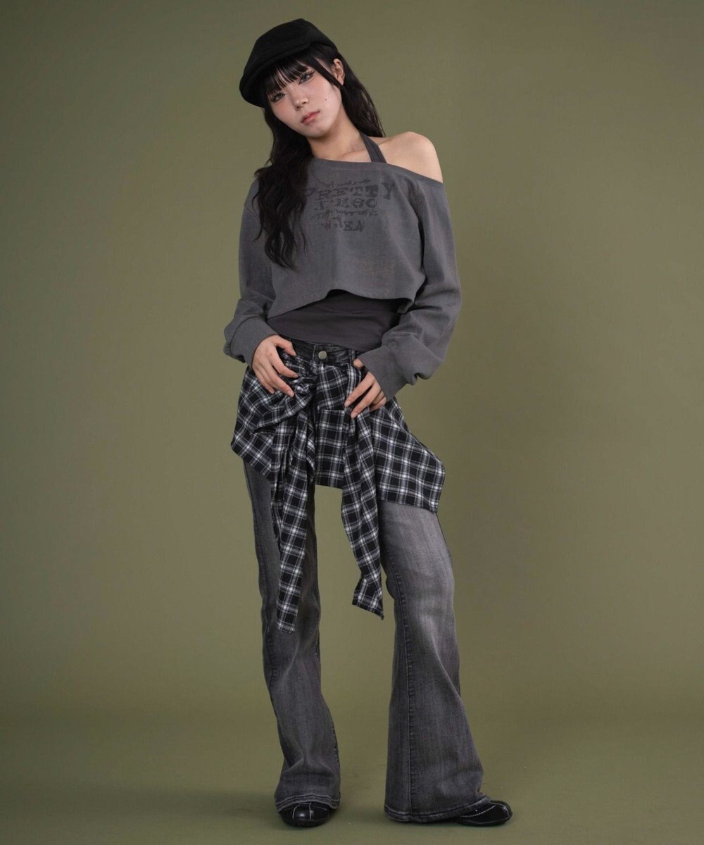 WEGO フェイクスリーブフレアデニム 