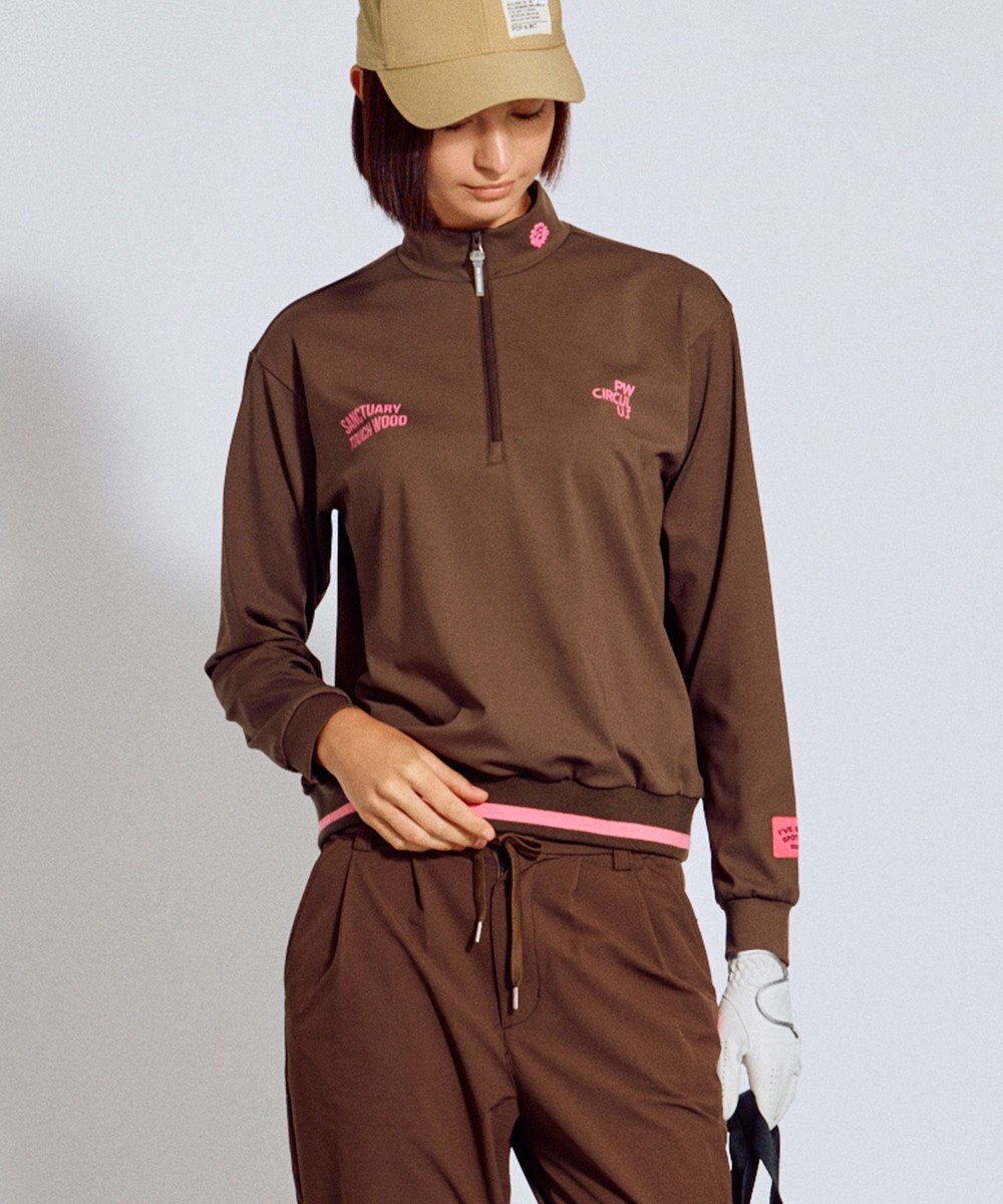 PW CIRCULUS 【吸水速乾 / UV遮蔽率99.5% UVカット / ストレッチ】【WOMEN】ハーフジップロングスリーブモックネックT ゴルフウェア レディース 