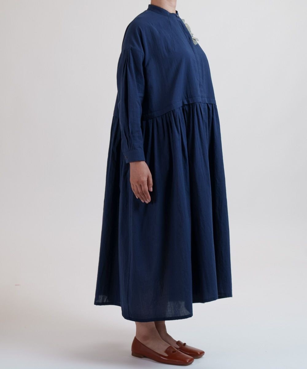 muuc 花刺繍モチーフのコットンローンワンピース 