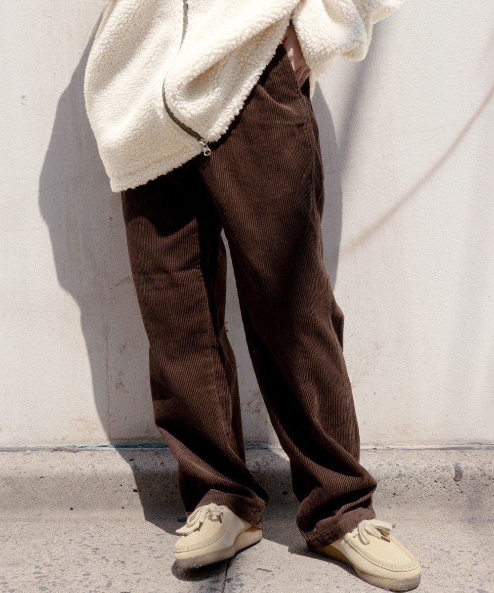 WEGO 【ユニセックス着用ITEM/ウエストゴム/SMLサイズ展開】コーデュロイイージーストレートパンツ 