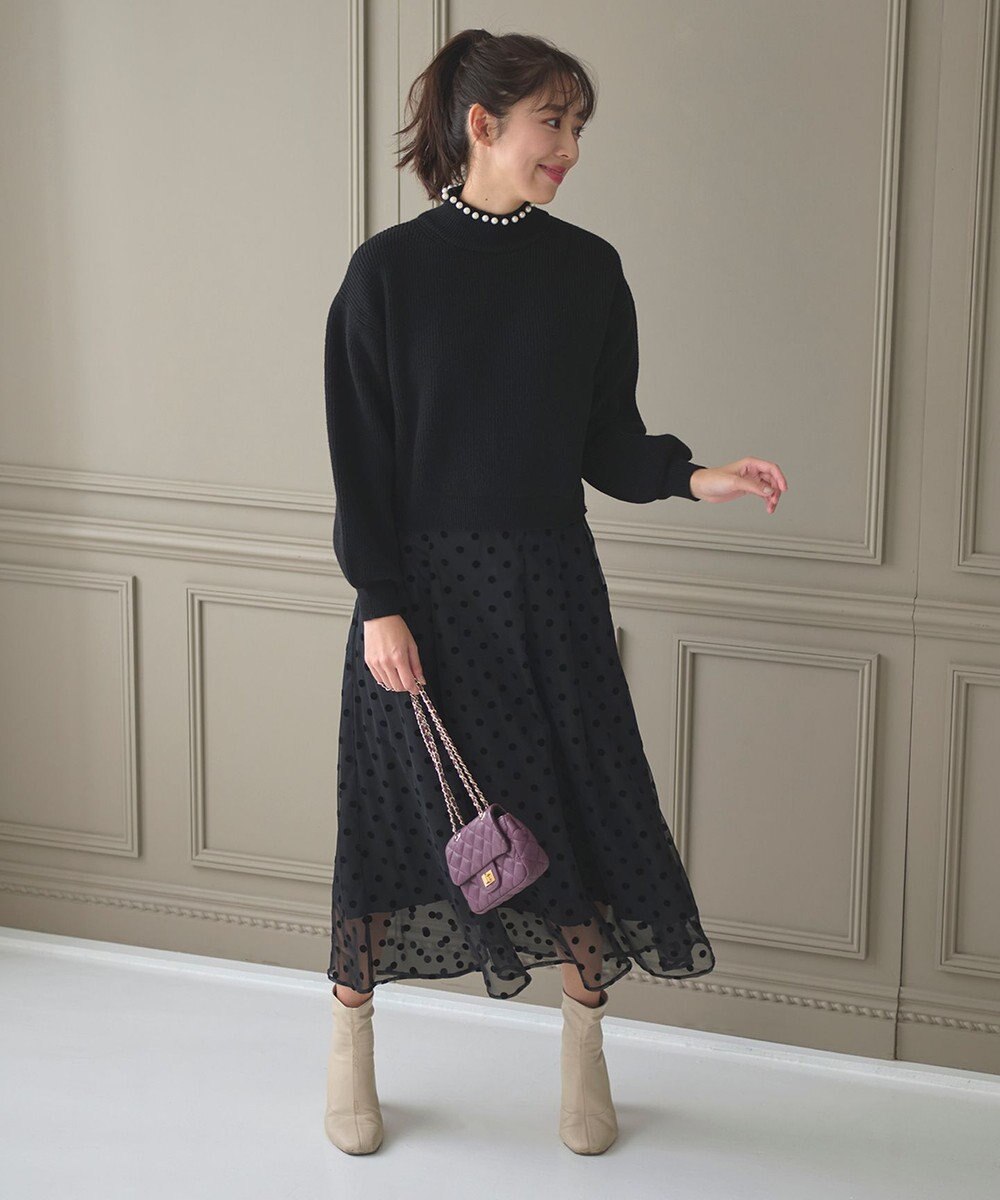 Feroux フロッキーチェック・ドット スカート 