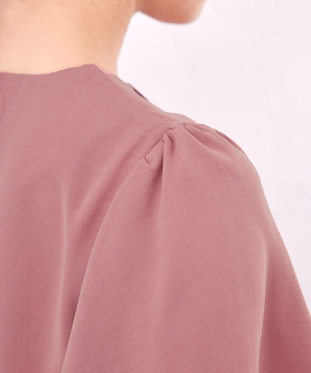 Tiaclasse L 【洗える】麻調ピンタックチュニックブラウス 