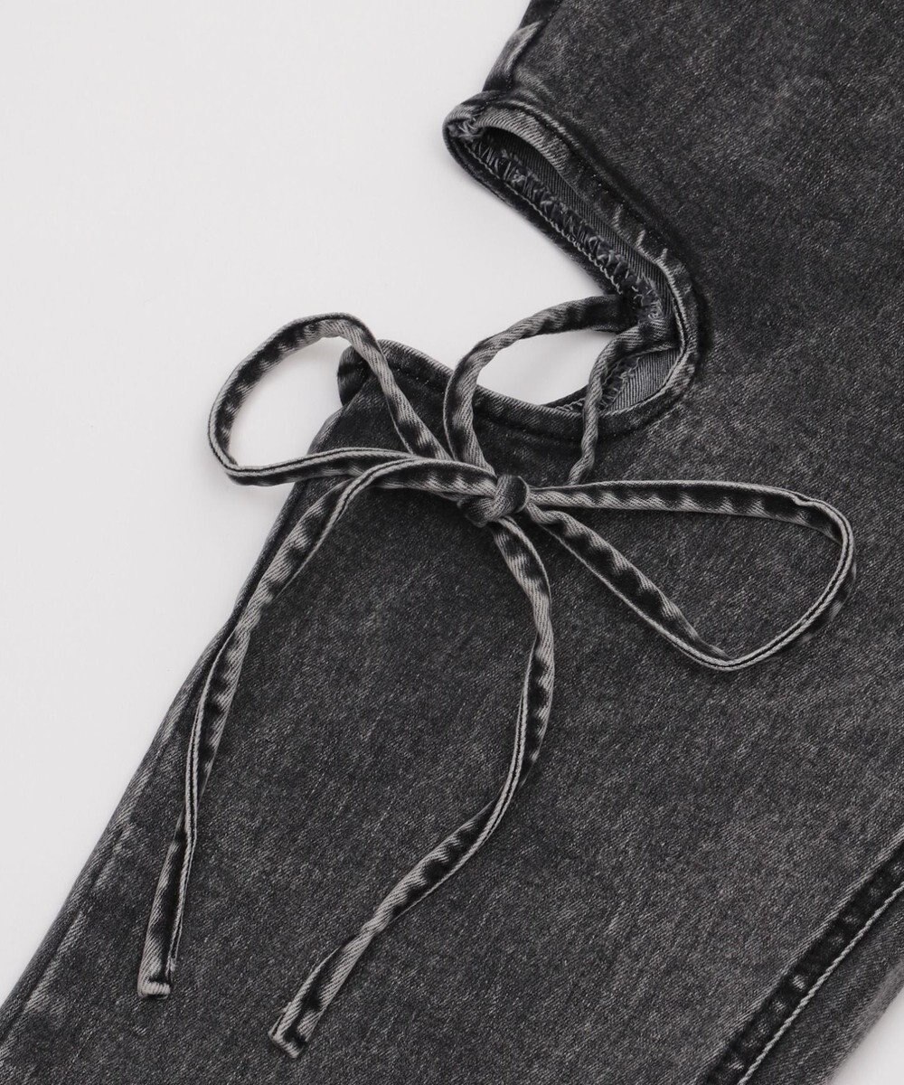 WEGO カットアウトリボンストレッチデニムフレアパンツ 