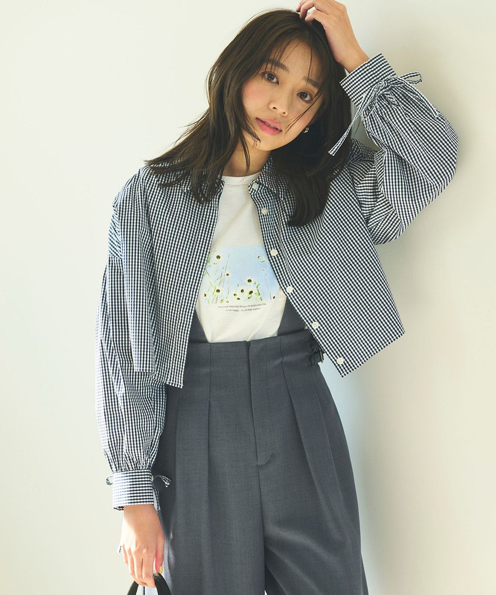 Feroux 【ONWARD CROSSET MAG掲載・2WAY】リボンクロップド シャツ 