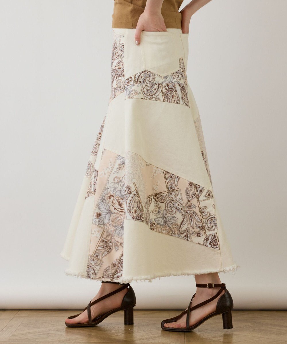 GRACE CONTINENTAL スカーフコンビデニムスカート 