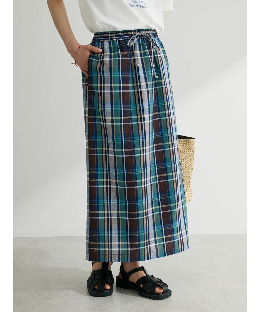 Green Parks 綿麻混イージータイトスカート 