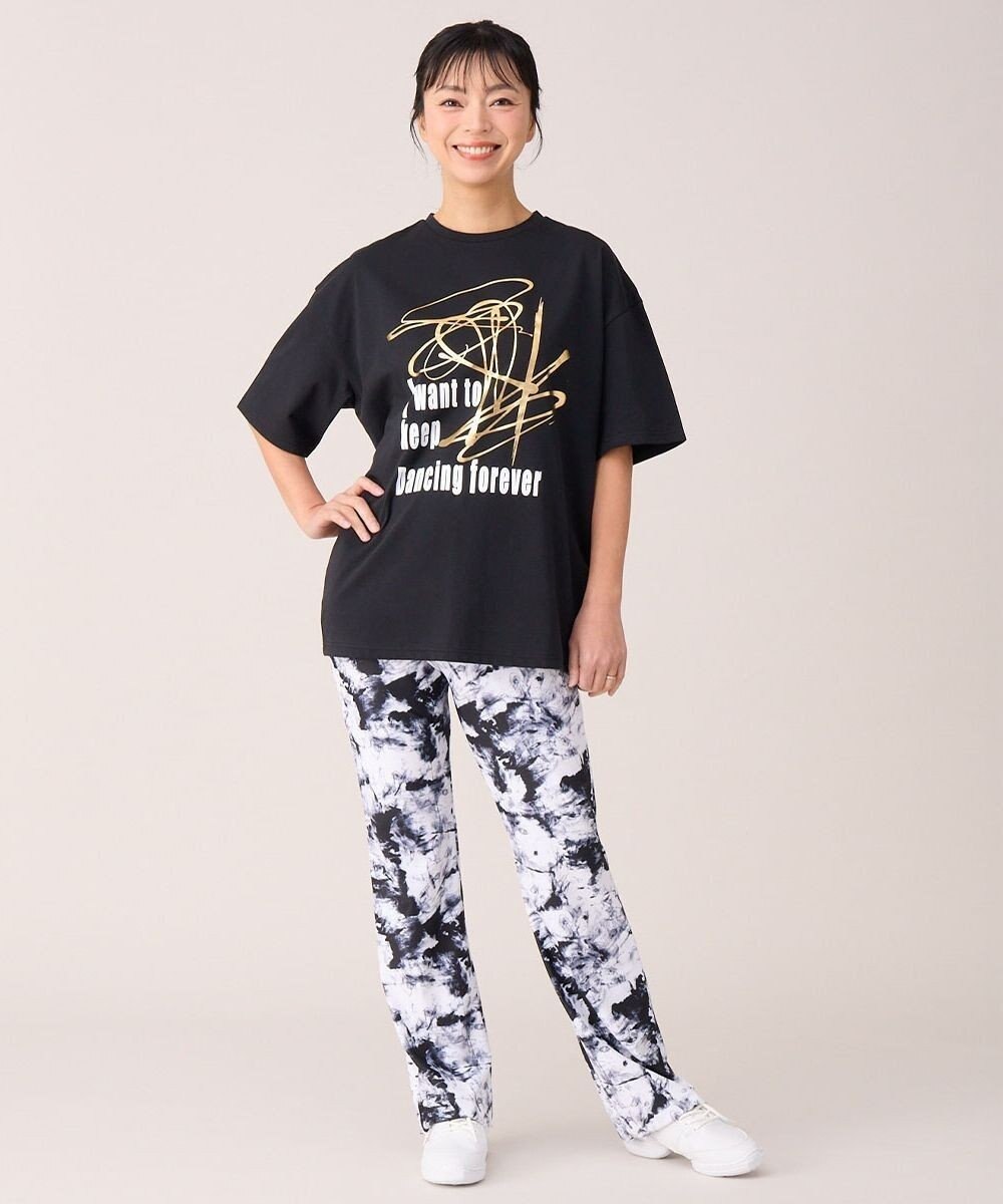 Chacott モノクロプリントブーツカットパンツ 