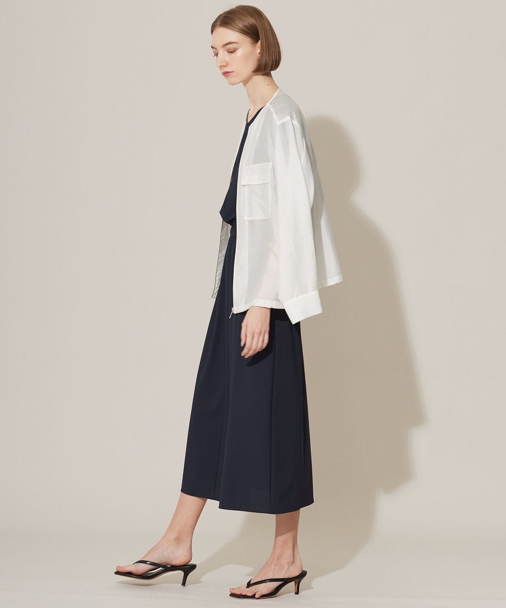 ICB 【洗える】リヨセルナイロンワッシャー ノーカラーブルゾン 