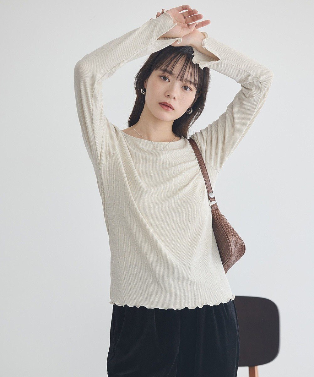 earth music&ecology ラメテレコボートネックプルオーバー 