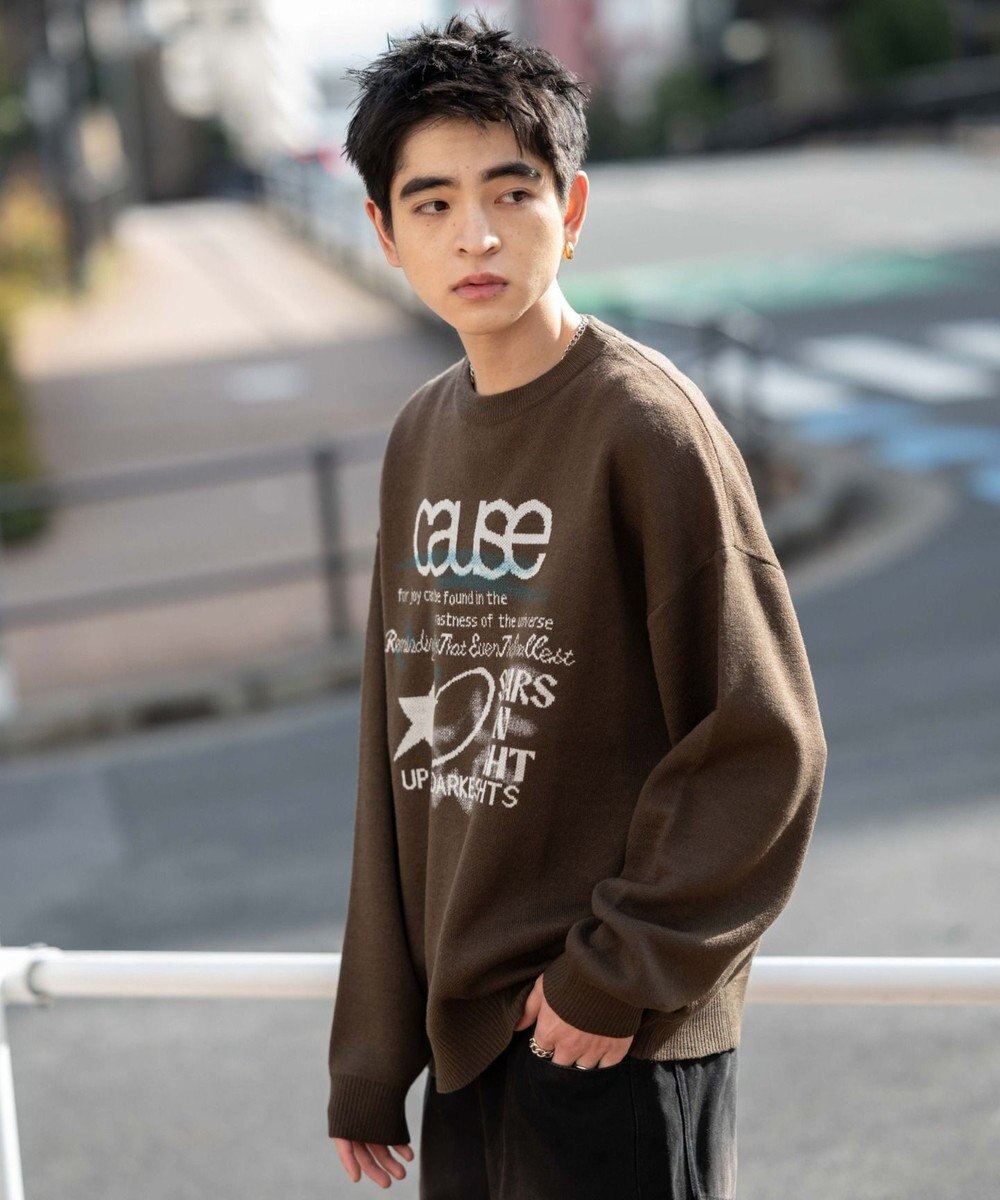 WEGO スプレーグラフィックニットプルオーバー 