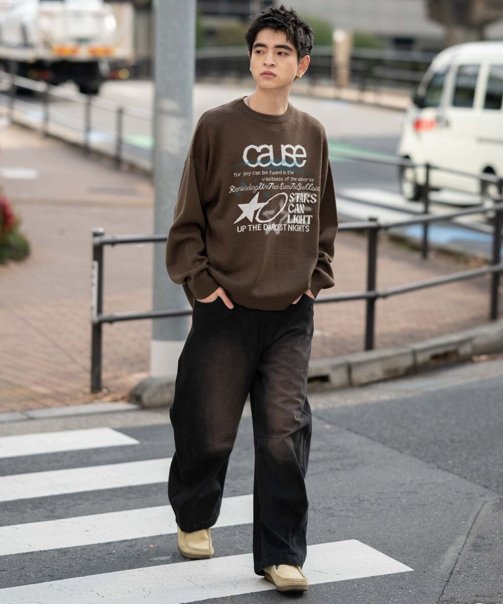 WEGO スプレーグラフィックニットプルオーバー 