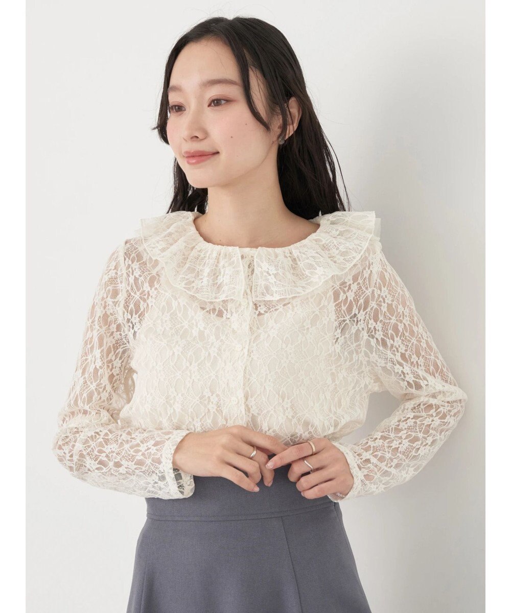 earth music&ecology ポコポコレースブラウス 
