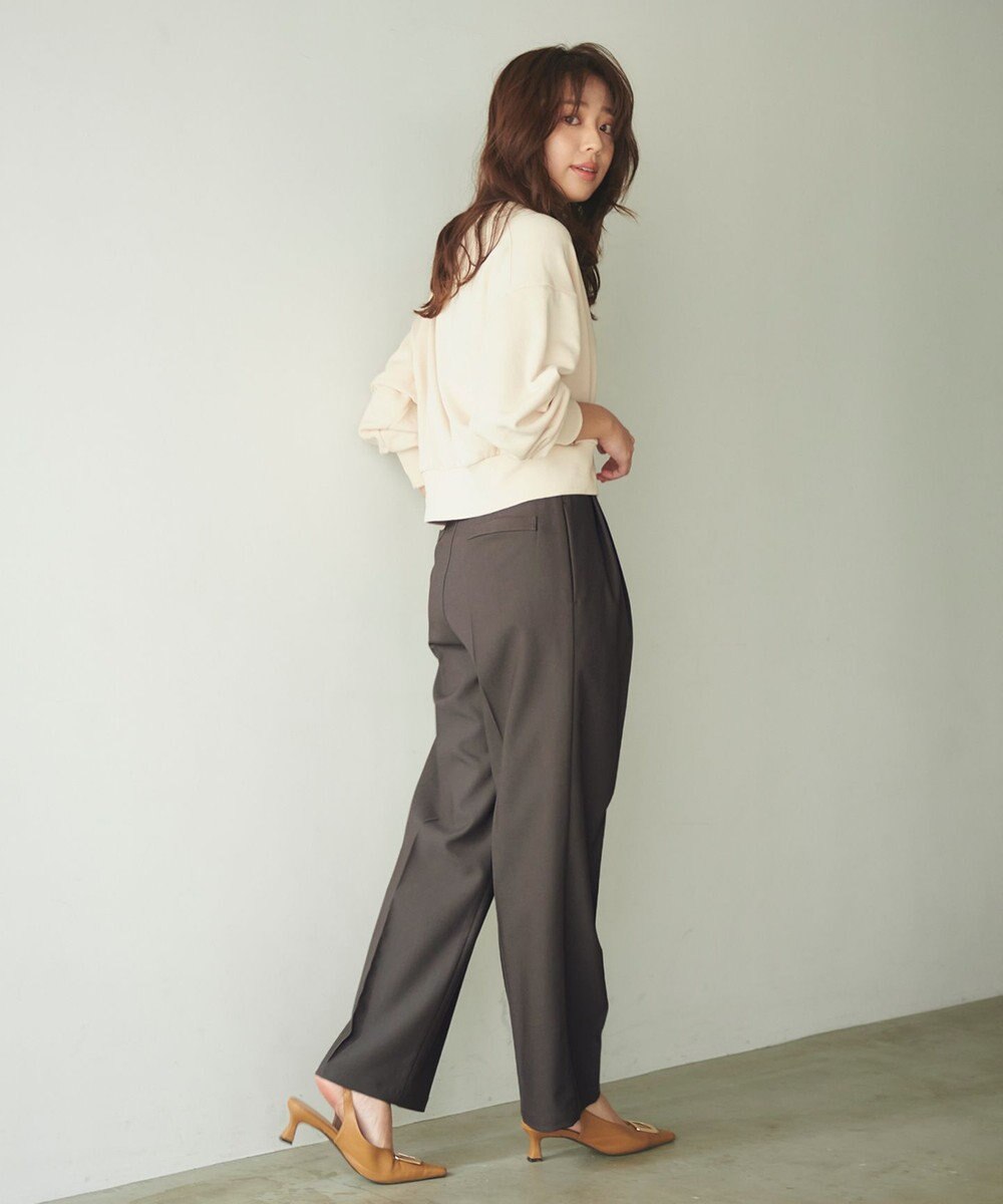 Feroux 【洗える】サイドオープンスラックス パンツ 