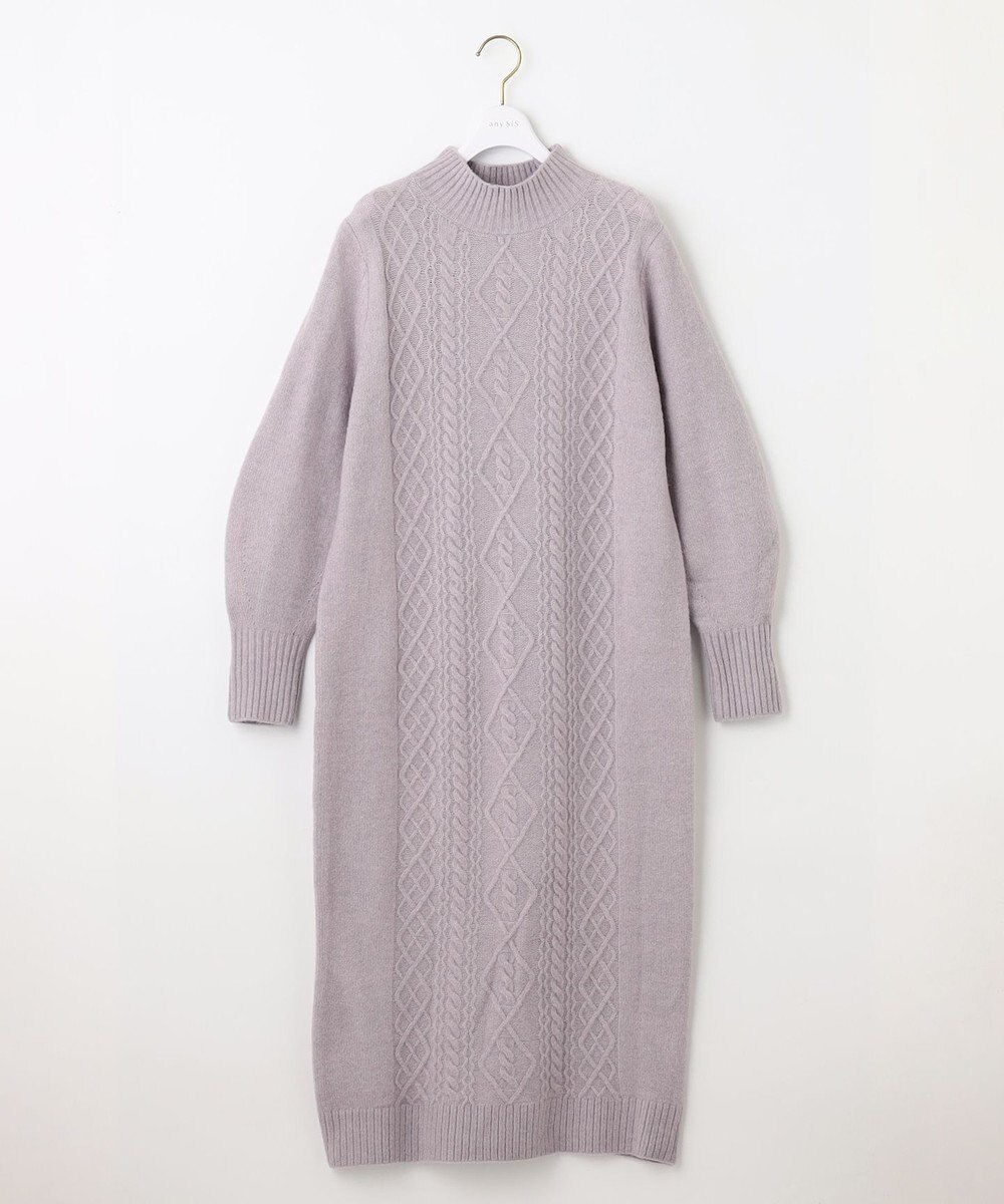 ANY SIS 【洗える】ハイネックケーブルニット ワンピース 
