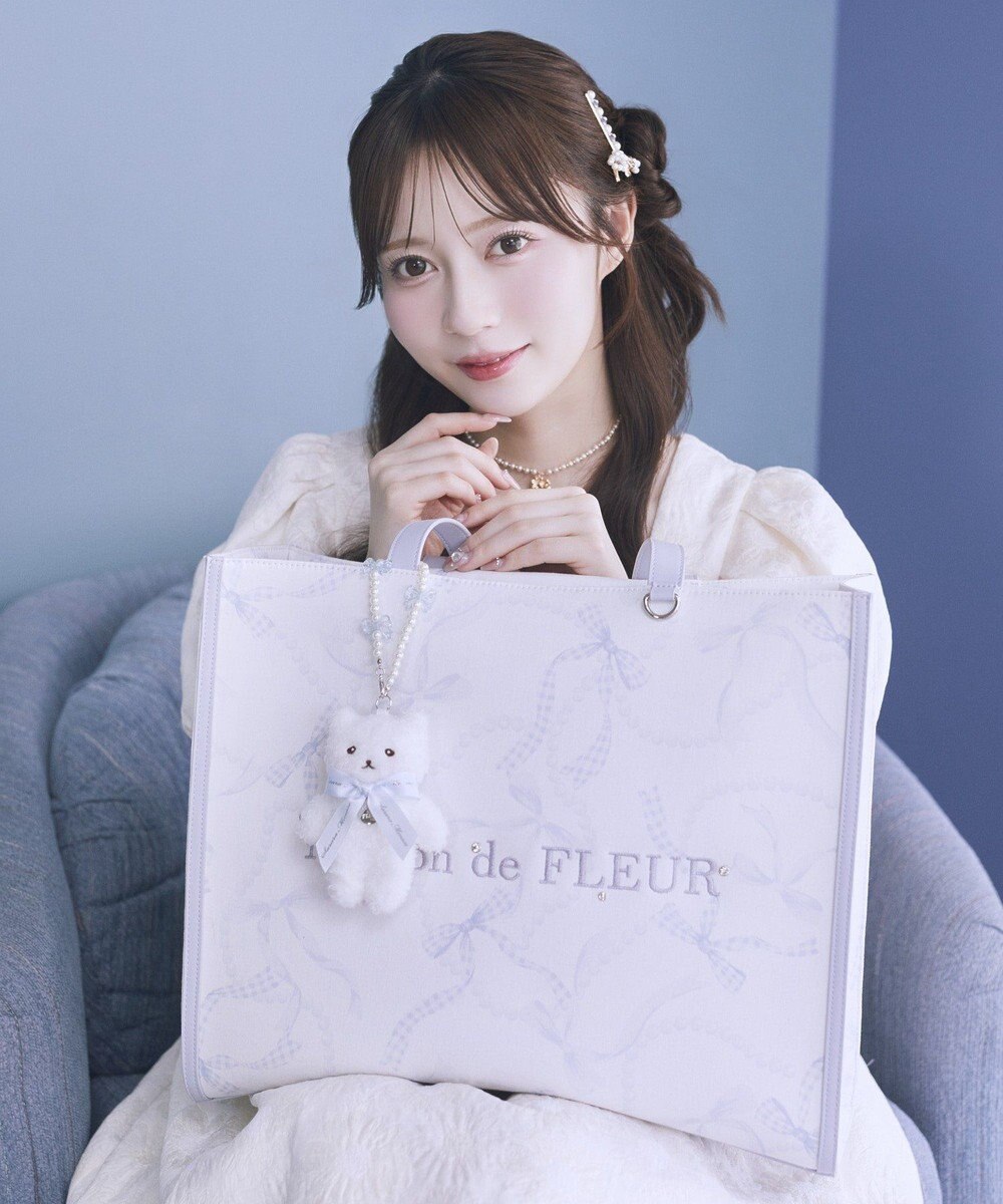 Maison de FLEUR リボンパールプリントマルチポケットトートバッグ 