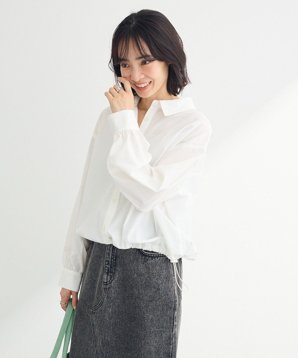 Green Parks イージーケア裾ドロストシャツ 