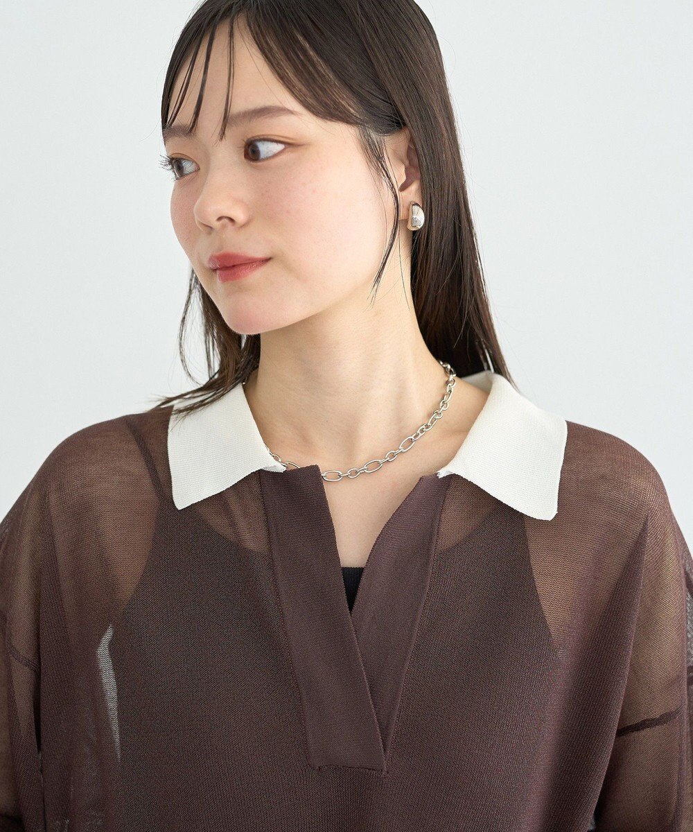 earth music&ecology シアーポロプルオーバー 