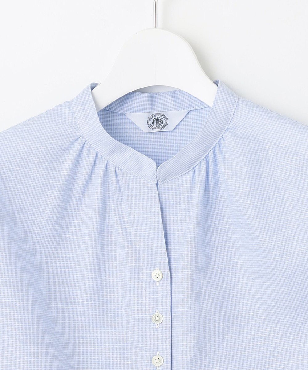 J.PRESS LADIES L 【洗える・吸水】 BEZピンチェック スタンドカラー ブラウス 