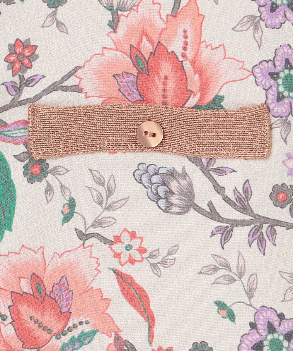 自由区 L 【アンサンブル対応・洗える】マラケシュフラワープリント長袖 カーディガン 