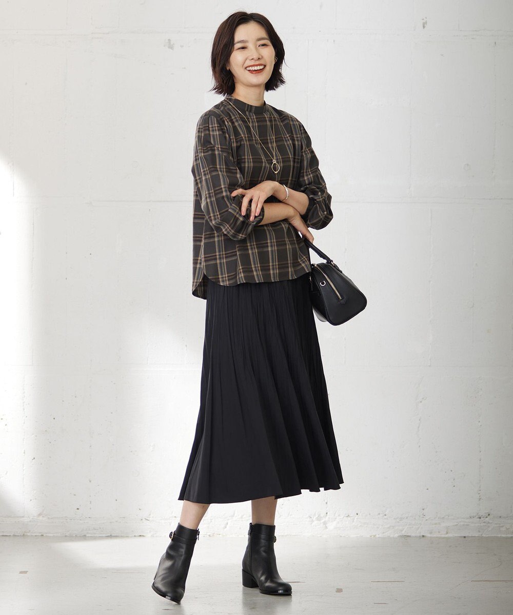 J.PRESS LADIES L 【洗える】パウダリージャージー ランダムプリーツ スカート 