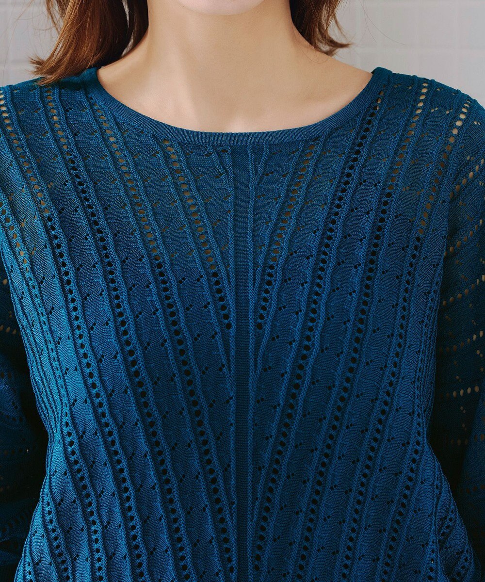 Tiaclasse 【洗える】透かし編みドルマンニットトップス 