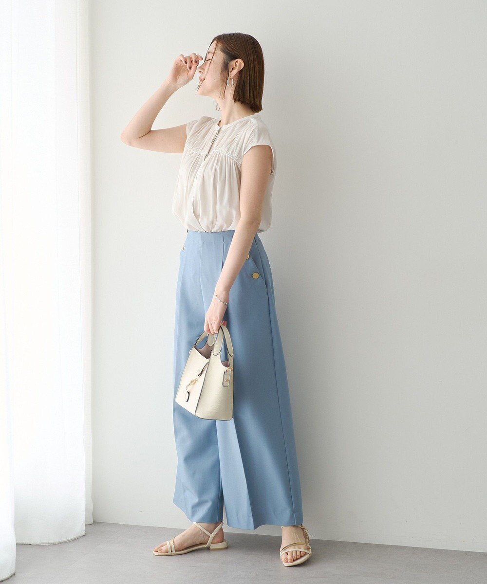 YECCA VECCA <<接触冷感>>フレンチスリーブギャザーブラウス 