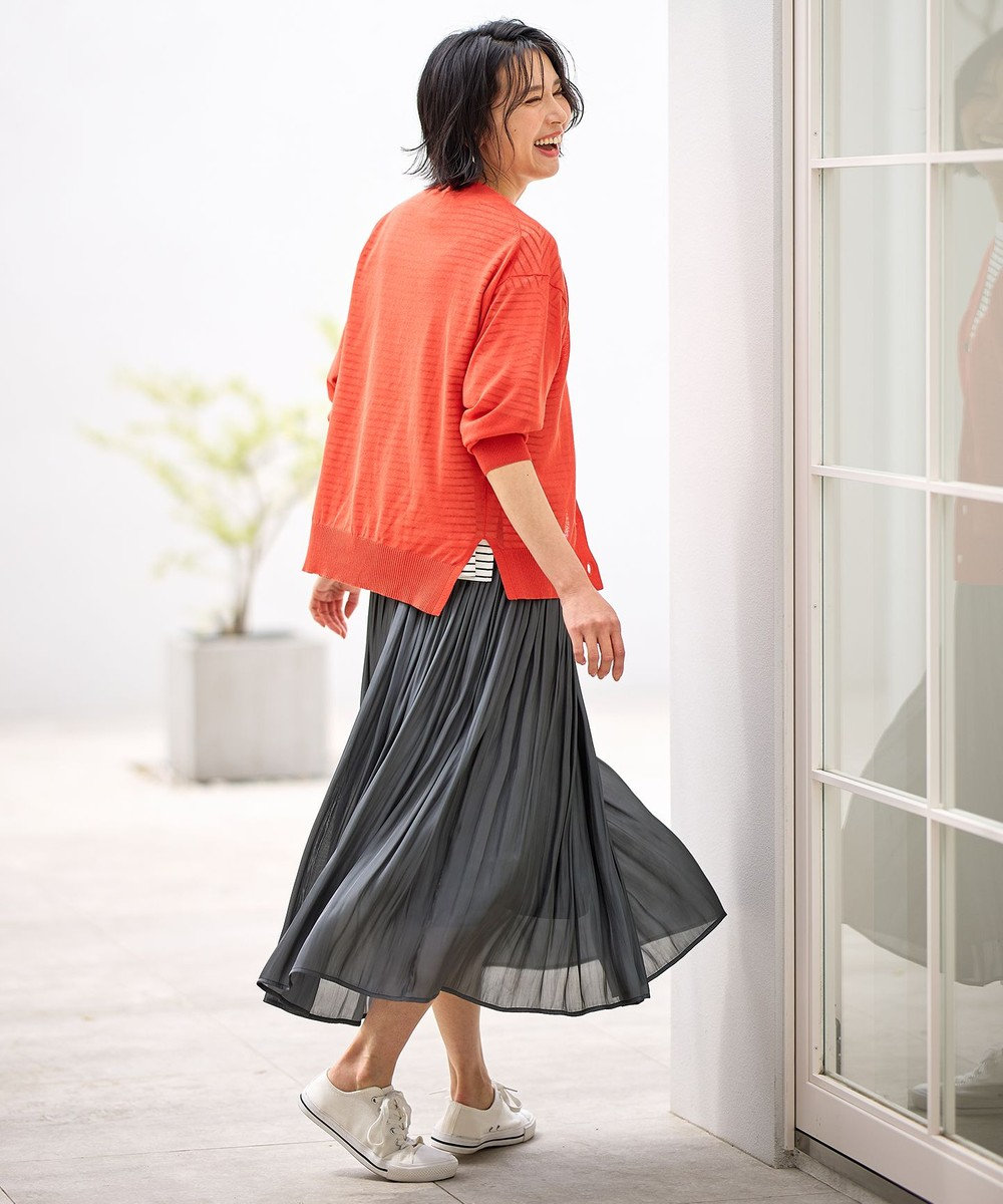 ANY L 【洗濯機可/接触冷感/アンチピリング】シアーニットVネックカーディガン 