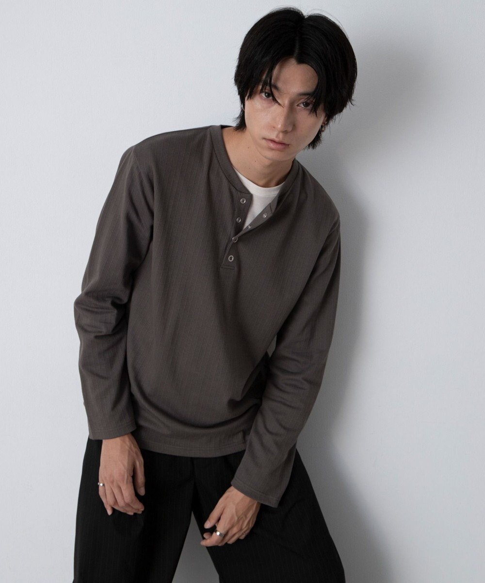 WEGO リングドットヘンリーネックリブT(LS) 
